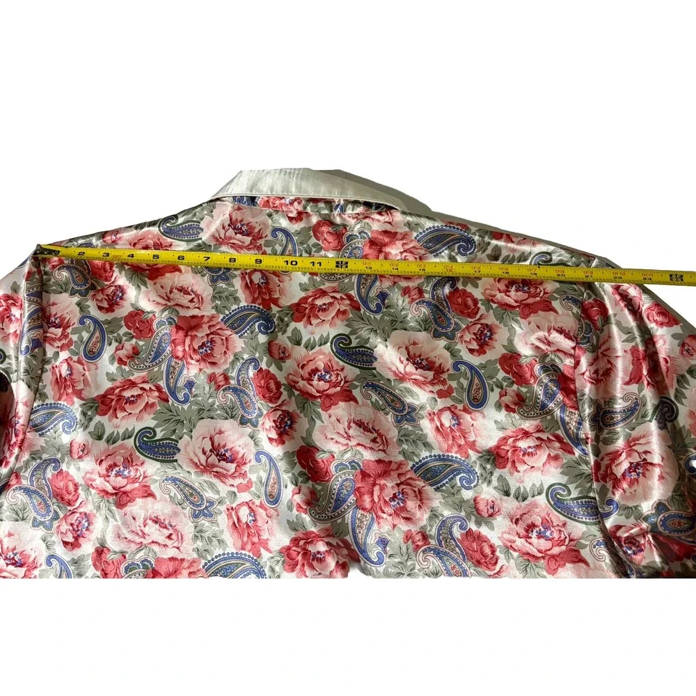 Floral Robe Roses & Paisley LS Buttons Collar Daford XL Cottagecore EUC Lounge